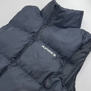 Avirex Puffer Vest MENS Black Full Zip Hooded Pockets SIZE LARGE